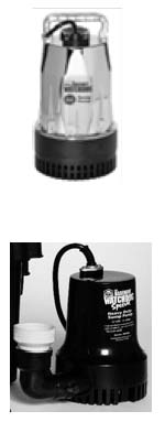 Pictured is the Watchdog Combination Sump Pump System. Primary Sump Pump BW1040 and Battery Backup Sump Pump BWSP.