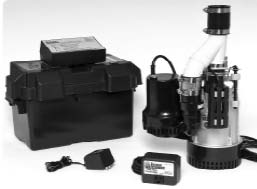 Pictured is the Basement Watchdog BW4000 Combination Sump Pump System with Primary BW1050 and Backup BWSP pumps