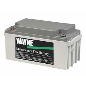 Pictured is the Wayne Maintenance Free Battery 1275 for ESP25 and ESP45 and WSM3300 